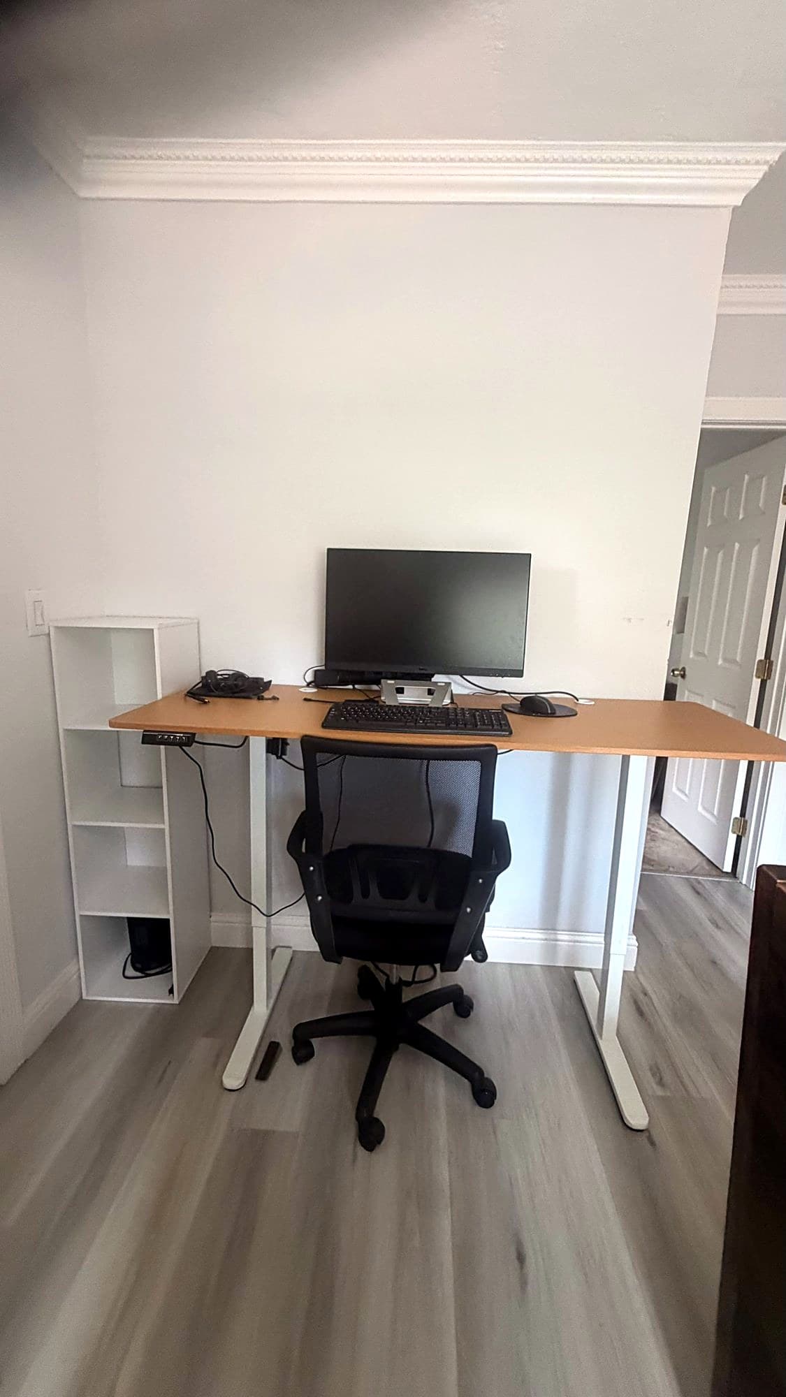 Ensuite room: the standing desk, monitor and chair