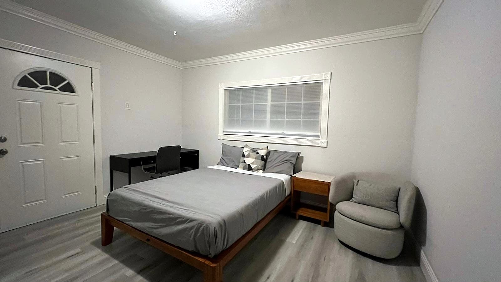 Pool room, bed and desk