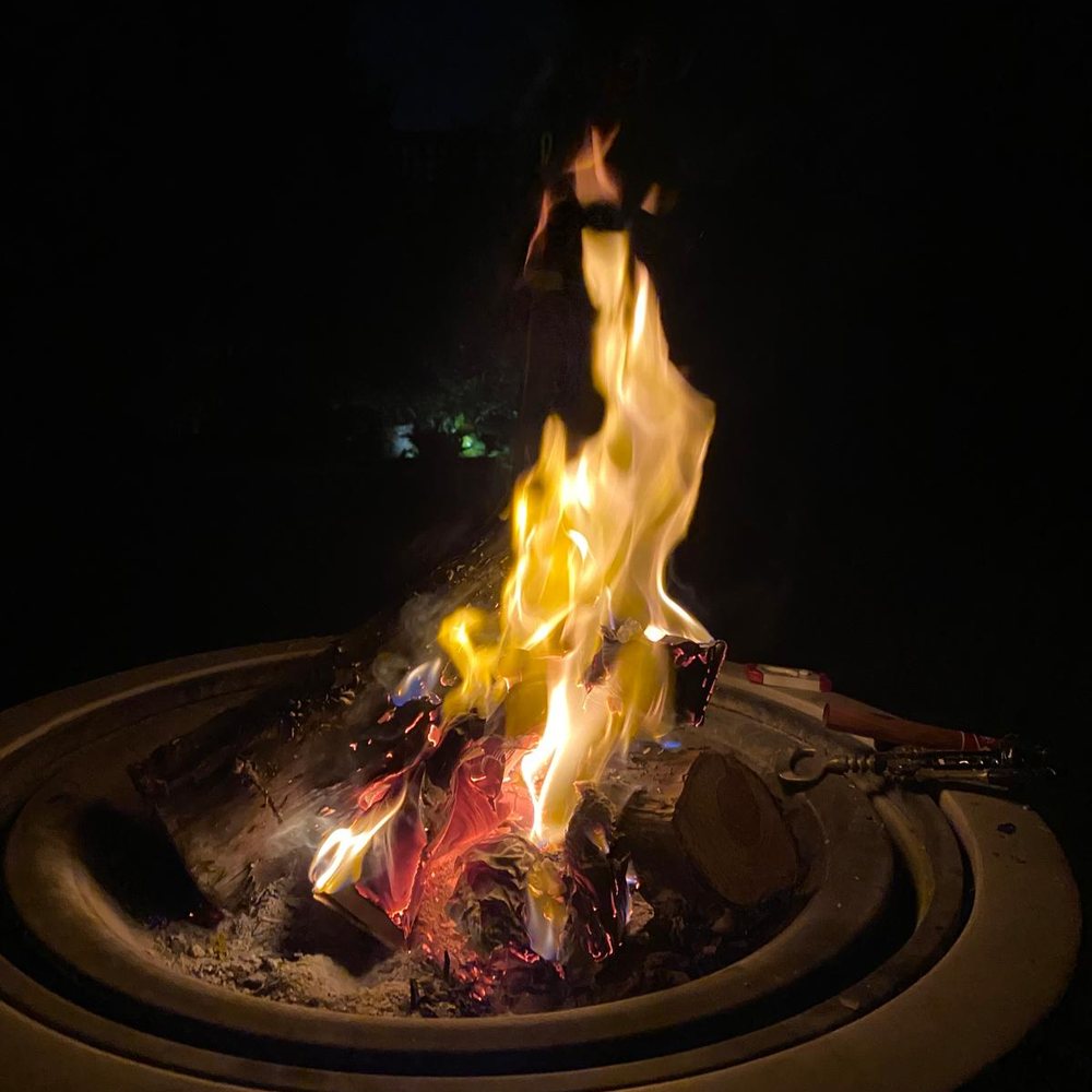 The fire, late