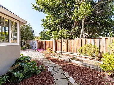 The stone path along the side garden